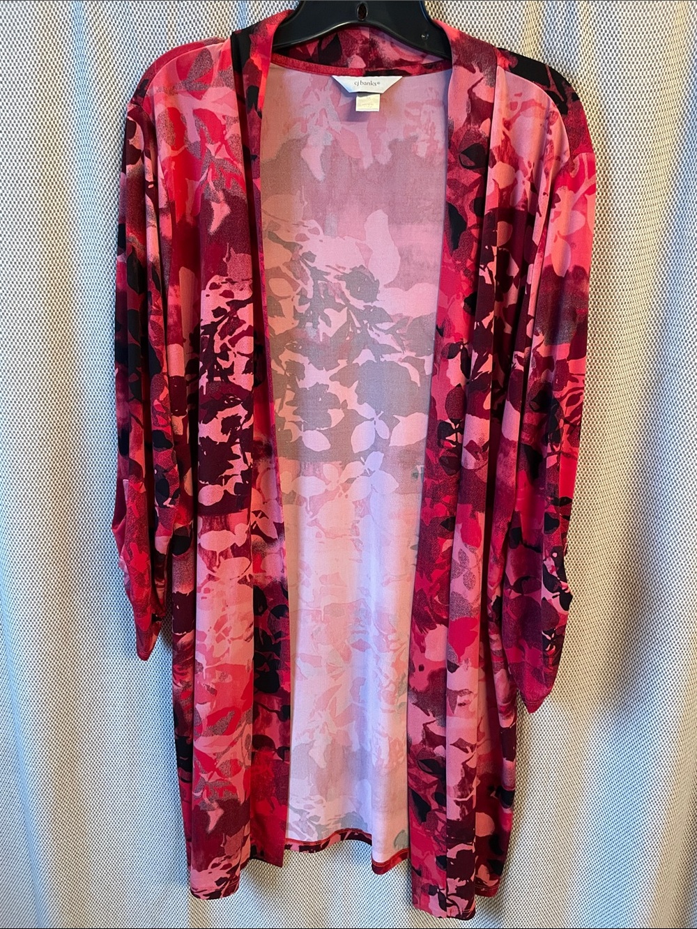 CJ Banks Pink & Magenta Floral Open Kimono